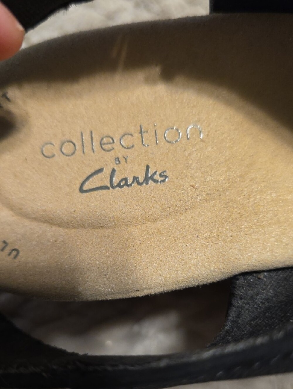 Clarks Black Leather Crisscross Wedge Sandals with Cork-Style Platform - Picture 2 of 5